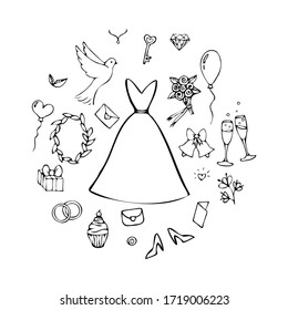 Vector wedding icon set. Many elements