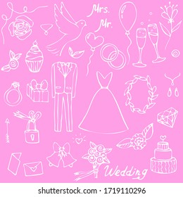 Vector wedding icon set. Many elements