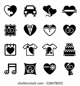 Vector Wedding icon set on white background