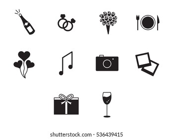 Vector of wedding icon set on white background