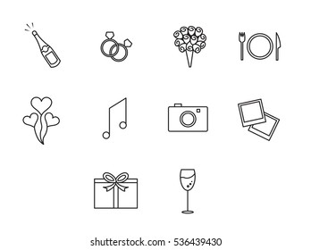 Vector of wedding icon set on white background