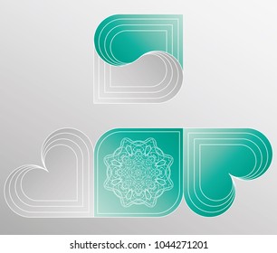 Vector wedding invitation or card with abstract ornament mandala. Laser cut envelope template rectangle. Ethnic style laser cut wedding invitation