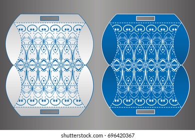 Vector wedding invitation or card with abstract ornament mandala. Laser cut envelope template rectangle. Ethnic style laser cut wedding invitation