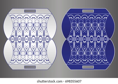 Vector wedding invitation or card with abstract ornament mandala. Laser cut envelope template rectangle. Ethnic style laser cut wedding invitation