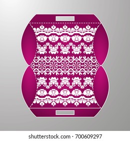 Vector wedding invitation or card with abstract ornament mandala. Laser cut envelope template rectangle. Ethnic style laser cut wedding invitation