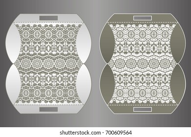 Vector wedding invitation or card with abstract ornament mandala. Laser cut envelope template rectangle. Ethnic style laser cut wedding invitation