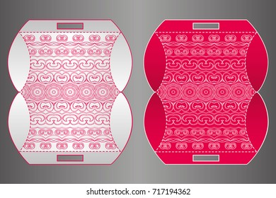 Vector wedding invitation or card with abstract ornament mandala. Laser cut envelope template rectangle. Ethnic style laser cut wedding invitation