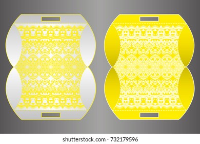 Vector wedding invitation or card with abstract ornament mandala. Laser cut envelope template rectangle. Ethnic style laser cut wedding invitation
