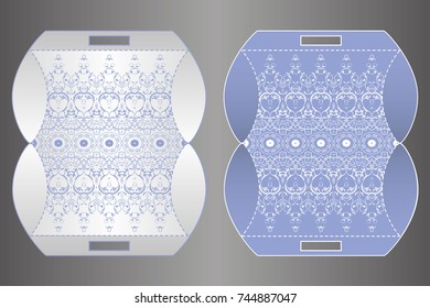 Vector wedding invitation or card with abstract ornament mandala. Laser cut envelope template rectangle. Ethnic style laser cut wedding invitation