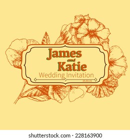 Vector wedding invitation card. flower illustration