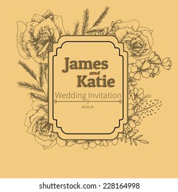 Vector wedding invitation card. flower illustration