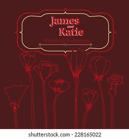 Vector wedding invitation card. flower illustration