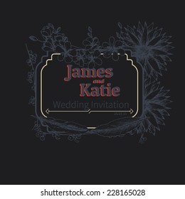 Vector wedding invitation card. flower illustration