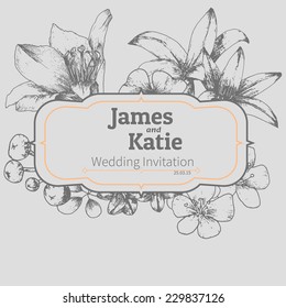 Vector wedding invitation card. flower illustration