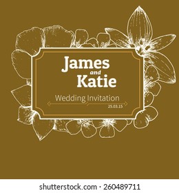 Vector wedding invitation card. flower illustration