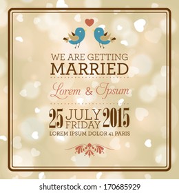Vector wedding invitation card. I Love You. Perfect as invitation or announcement.