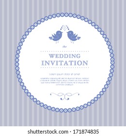 Vector wedding invitation card. I Love You. Perfect as invitation or announcement.