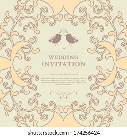 Vector wedding invitation card. I Love You. Perfect as invitation or announcement.