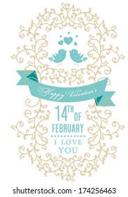 Vector wedding invitation card. I Love You. Perfect as invitation or announcement.