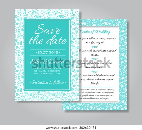 Vector Wedding Invitation Card Set Floral Stock Vector Royalty