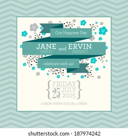 Vector wedding invitation card template. Perfect as invitation or announcement.