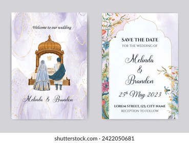 Vector Wedding Invitation Card Template. Illustrator and designer. Wedding Invites, save the date, Birthday Invites, Video Invites, E-Cards.