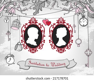 Vector Wedding Invitation Card. Vintage card