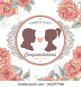 Vector Wedding Invitation Card. Vintage card