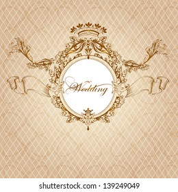 Vector  wedding invitation design in classic royal style