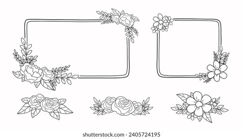VECTOR WEDDING INVITATION DESIGN
, HAND DRAWN FLOWER FRAMES, HAND DRAWN FLORAL FRAME COLLECTION