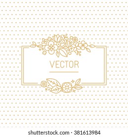 Vector wedding invitation design template with hand-lettering phrase save the date, floral decoration and copy space for text - design elements in trendy simple linear style