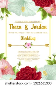 vector of wedding invitation with flower template design in white background illustration