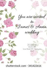 Vector wedding invitation with flowers