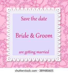Vector wedding invitation with flowers background