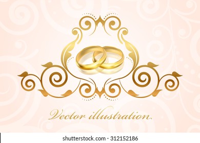 Vector Wedding Invitation Gold Rings Stock Vector (Royalty Free ...