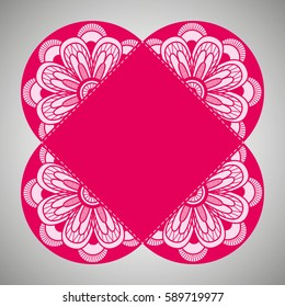 Vector wedding invitation with laser cut pattern. Laser cut envelope, design, mandala, ethnic style laser cut wedding invitation. Collection envelopes for laser cutting Mandala