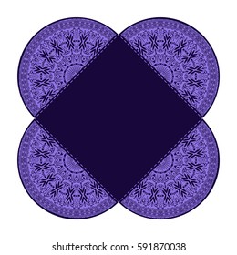 Vector wedding invitation with laser cut pattern. Laser cut envelope, design, mandala, ethnic style laser cut wedding invitation. Collection envelopes for laser cutting Mandala