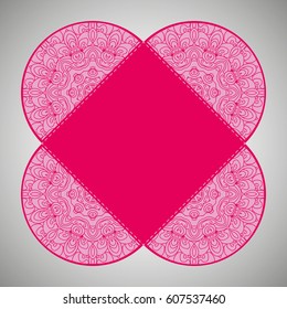 Vector wedding invitation with laser cut pattern. Laser cut envelope, design, mandala, ethnic style laser cut wedding invitation. Collection envelopes for laser cutting Mandala