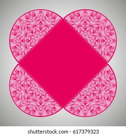 Vector wedding invitation with laser cut pattern. Laser cut envelope, design, mandala, ethnic style laser cut wedding invitation. Collection envelopes for laser cutting Mandala