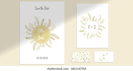 Vector wedding invitation mock up. Shadow overlay effect. Transparent soft light and shadows from window. Posters mockup. Save the date and marriage monogram. Natural lightning 10 eps mesh.