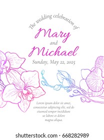 vector wedding invitation with orchid flowers