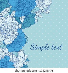 Vector wedding invitation with peonies in vintage style.
