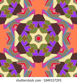 Vector wedding invitation, thank you card, save the date, baby shower cards on beige, orange and brown colors. Baby shower, menu, flyer, banner template, mandala background, Indian design.