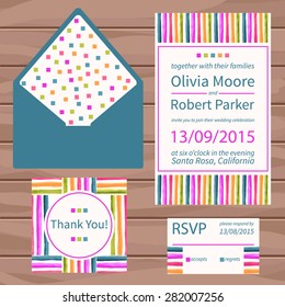 vector wedding invitation. watercolor strips