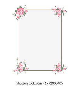 Vector Wedding Invitations Flower Greeting Cards, hand-painted rose watercolor, vintage card flower advertisement designs, watercolor paintings, pink flowers. Banner template