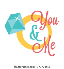 Vector Wedding Love or Valentine's Day Illustration Concept