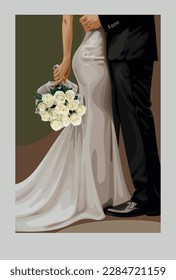 Vector wedding picture for a invitation, illustration, aesthetic