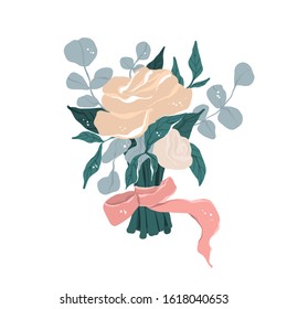 vector wedding pink bouquets with orange rose