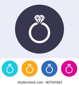 Vector wedding ring icon on round colorful buttons