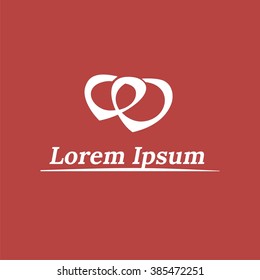 Vector wedding rings / hearts. Logo. Business icon for the company. Jewelry. Wedding / engagement day. Vector illustration.